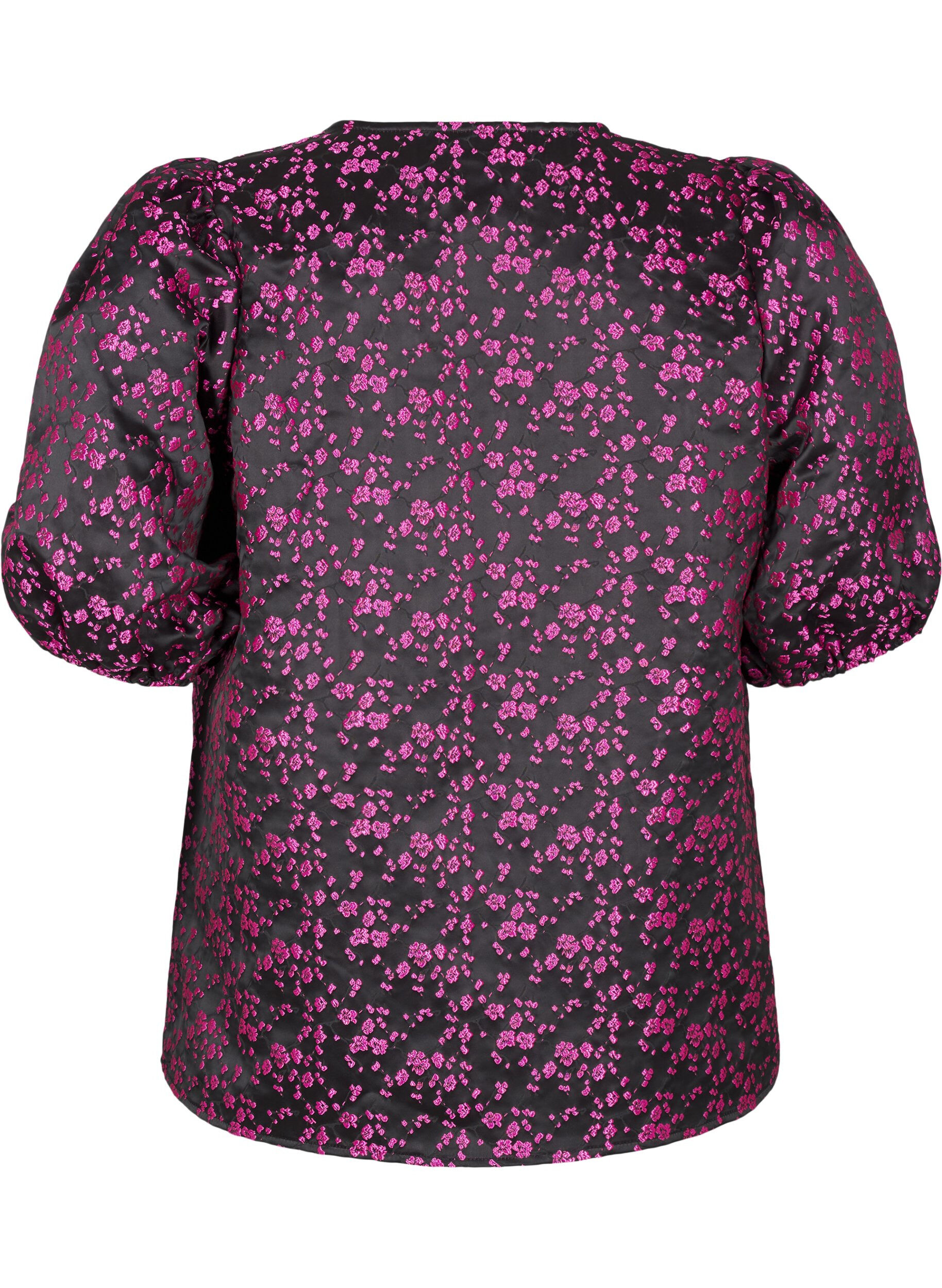 Zizzifashion Embroidered blouse with short sleeves, Black, Packshot image number 1