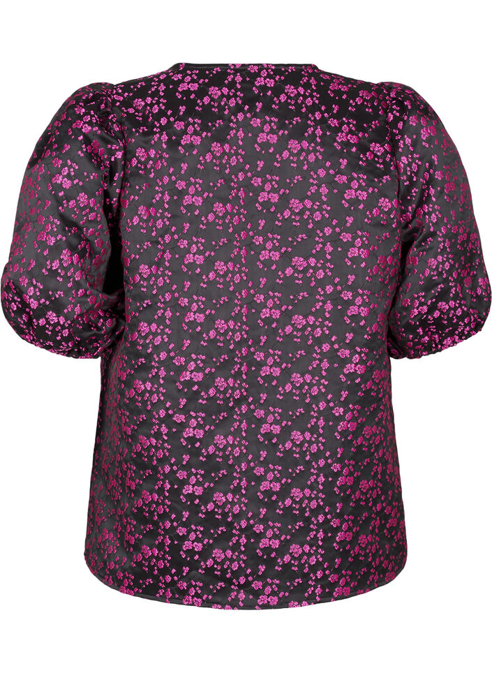 Embroidered blouse with short sleeves, Black, Packshot image number 1