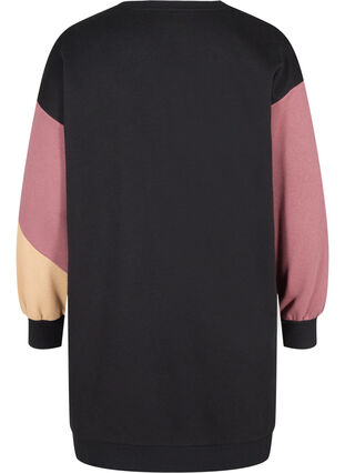 Long sweatshirt with colourblock, Black Color Block, Packshot image number 1