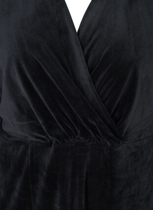 Long-sleeved velour midi dress, Black, Packshot image number 2