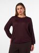 Blouse with vertical texture and glitter thread, Red, Model image number 0