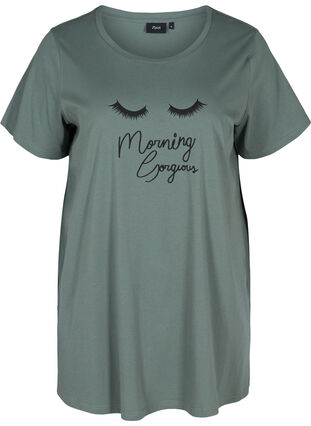 Oversize sleep T-shirt in organic cotton, Balsam Green, Packshot image number 0