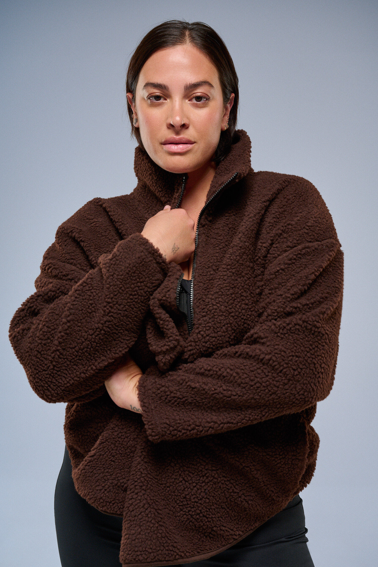 Zizzifashion Fleece jacket in brown, , Model