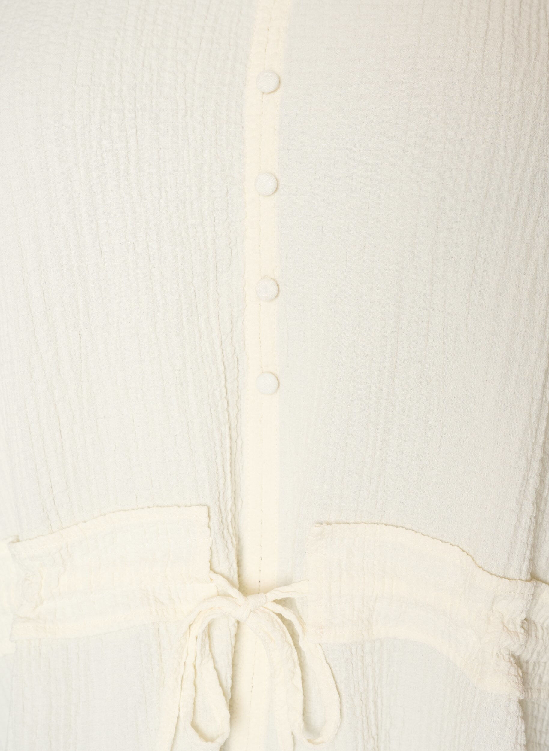 Zizzifashion Blouse with texture and a tie-waist, Vanilla, Packshot image number 2