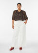 Blouse with floral print and V-neck, Black, Model image number 1