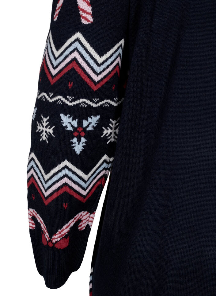 Long-sleeved knitted dress with a Christmas motif, Navy Blazer Comb, Packshot image number 3