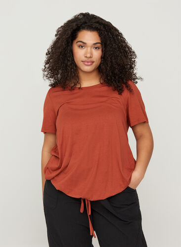 Short-sleeved t-shirt with adjustable bottom hem, Arabian Spice, Model image number 0