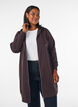 Long hoodie with zip and pockets, Brown, Model image number 0