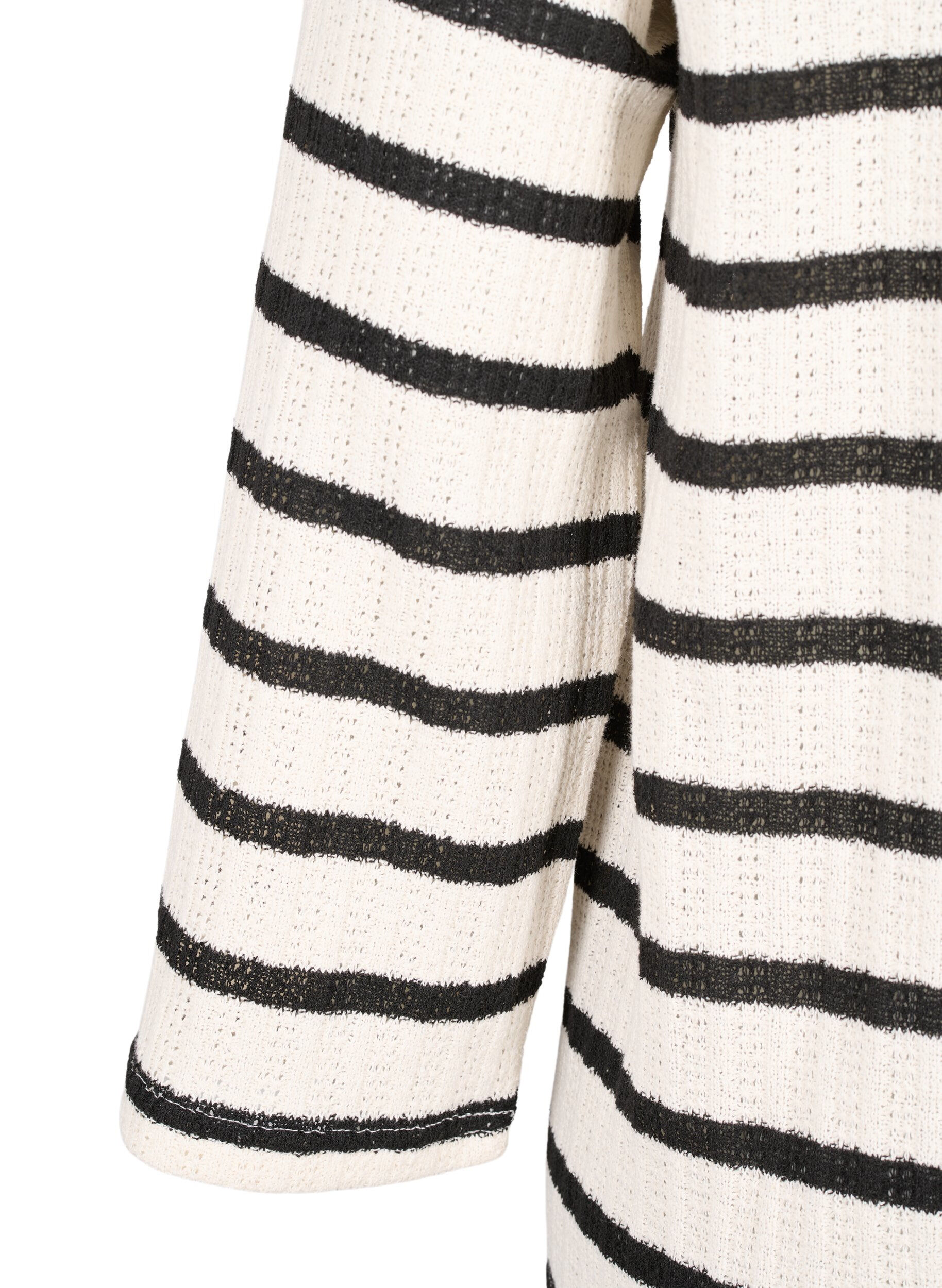 Zizzifashion Striped cardigan with tie-string, Sand Black Stripe, Packshot image number 3