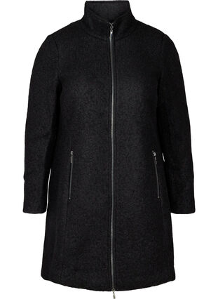 Jacket with wool and a zip, Black, Packshot image number 0