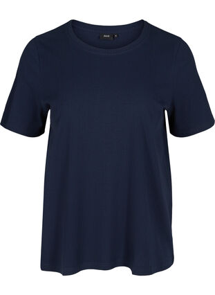 Short-sleeved t-shirt in ribbed fabric, Navy Blazer, Packshot image number 0