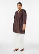 Cotton tunic with a V-neck and crochet trim, Brown, Model image number 1