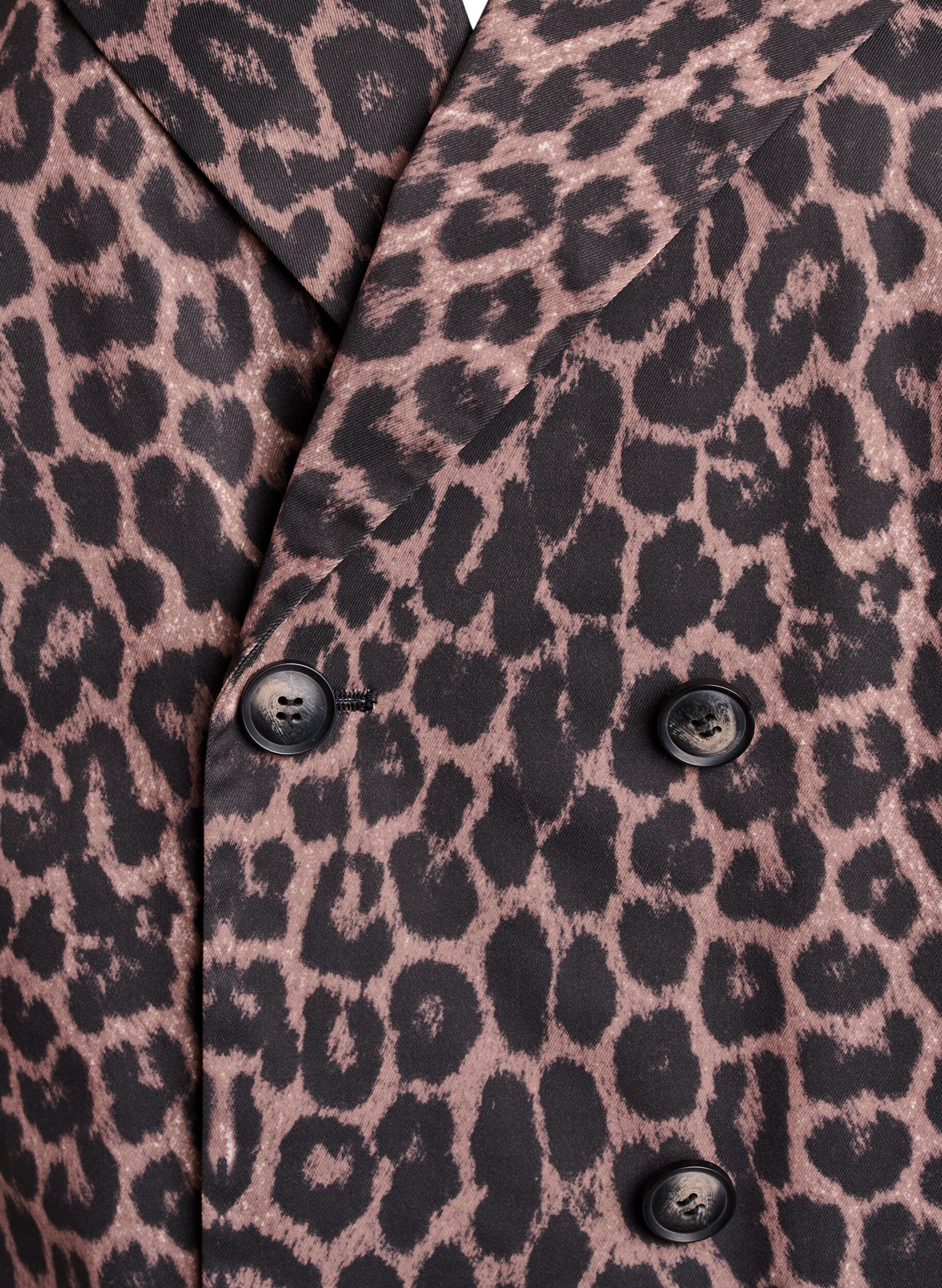 Zizzifashion Double-breasted blazer jacket with leopard print, Brown, Packshot image number 2