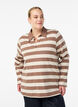Long-sleeved polo shirt with wide stripes, Brown, Model image number 0