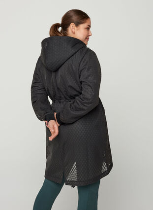 Mesh jacket with zip and hood, Black, Model image number 1