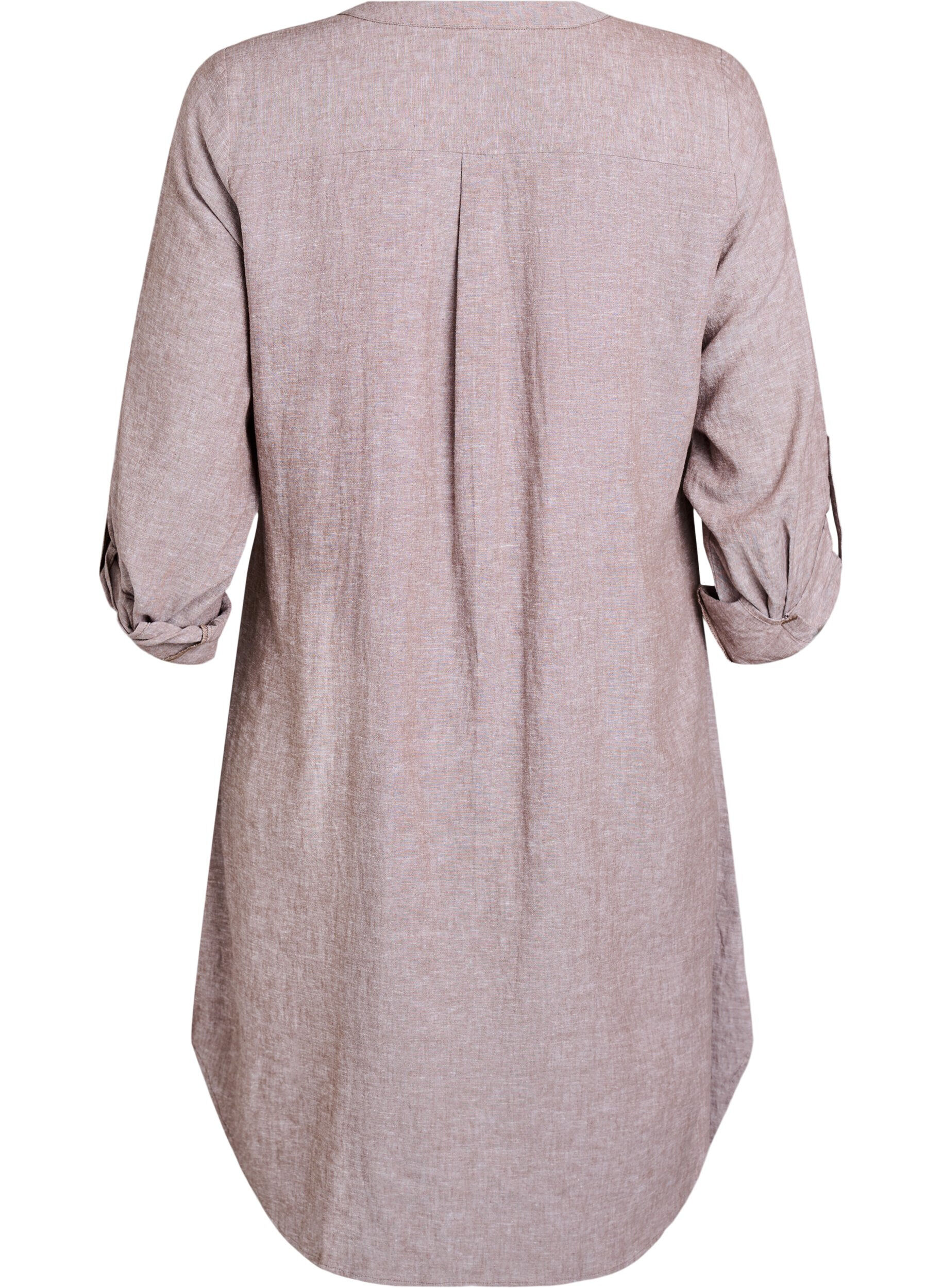 Zizzifashion Long shirt in linen and viscose, Brown, Packshot image number 1