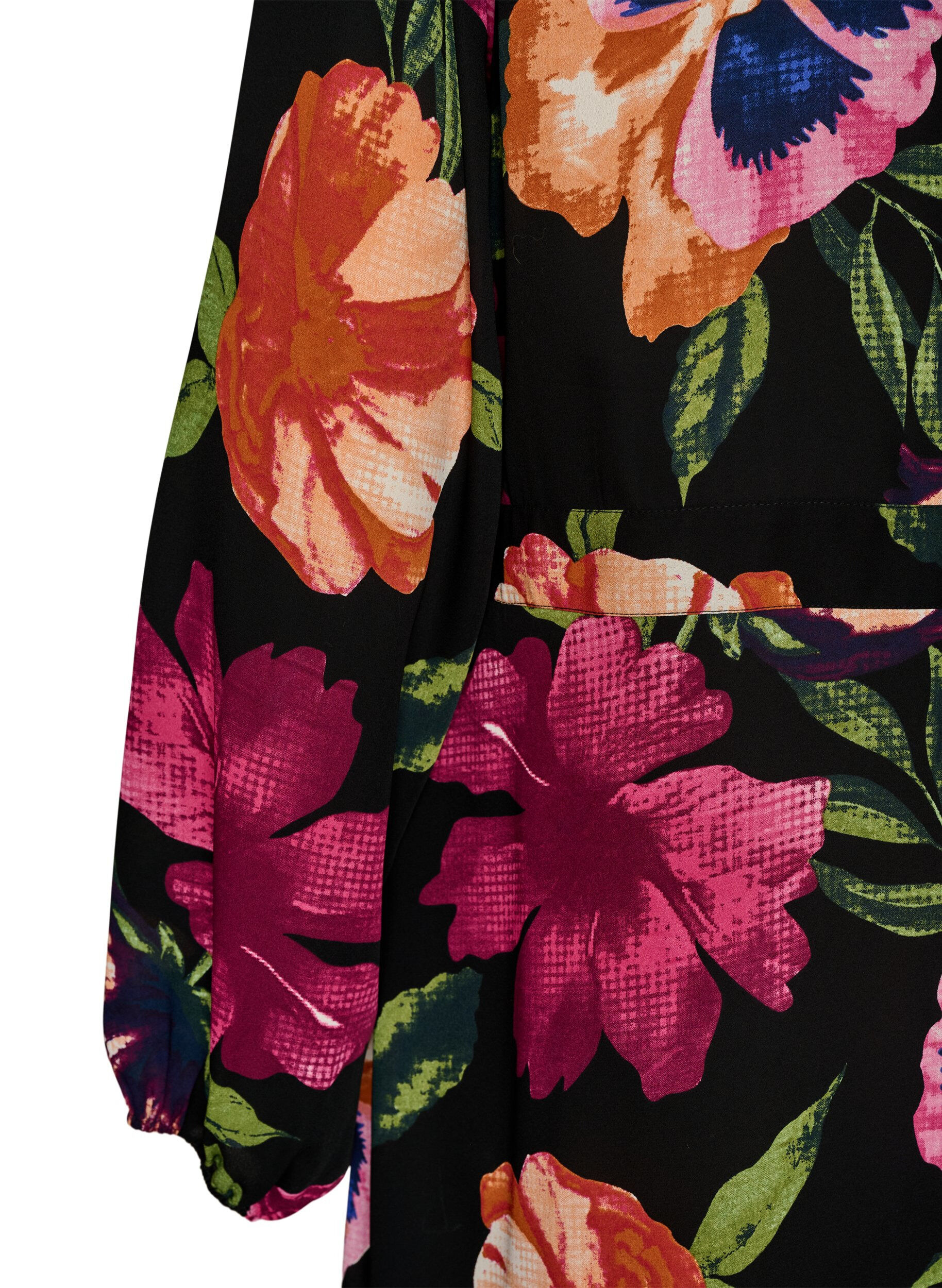 ZizzifashionMaxi dress with a wrap-over neckline and long sleeves, Black, Packshot image number 3