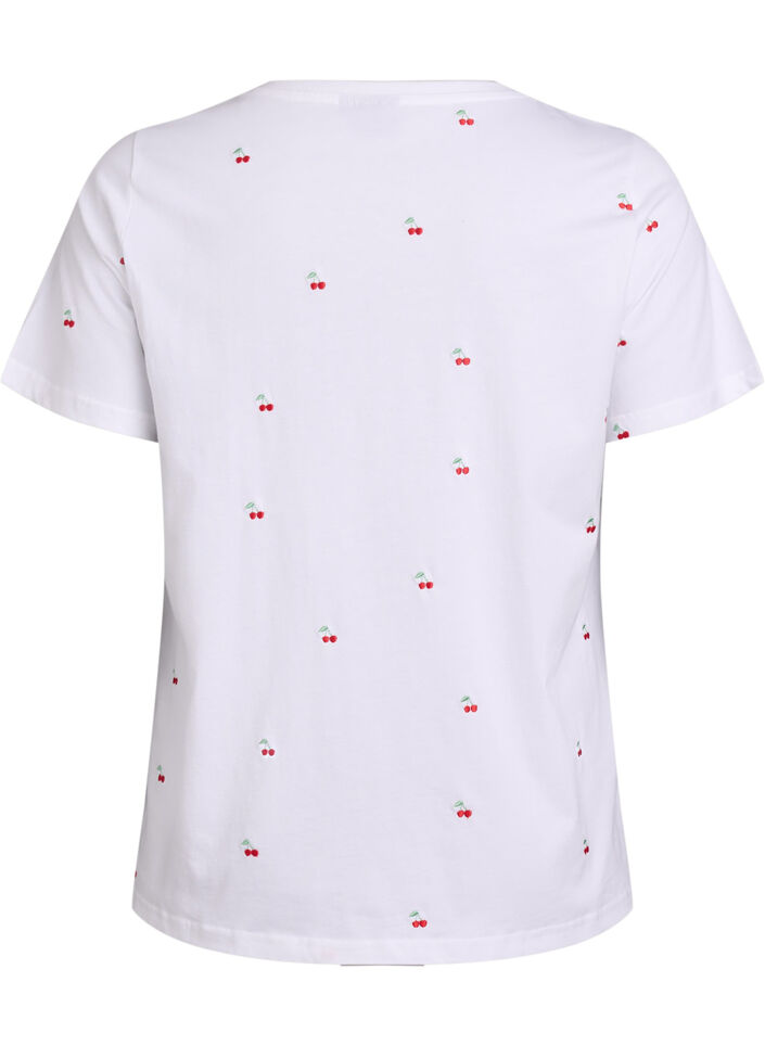 T-shirt in organic cotton with embroidered motifs, White, Packshot image number 1