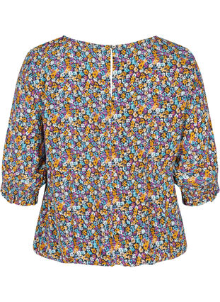 Viscose blouse in a floral print with smock, Ditsy AOP, Packshot image number 1