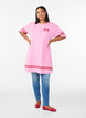 Short T-shirt dress with sporty details, Pink, Model image number 1