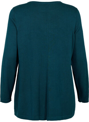 Knitted blouse in cotton-viscose blend, Reflecting Pond, Packshot image number 1