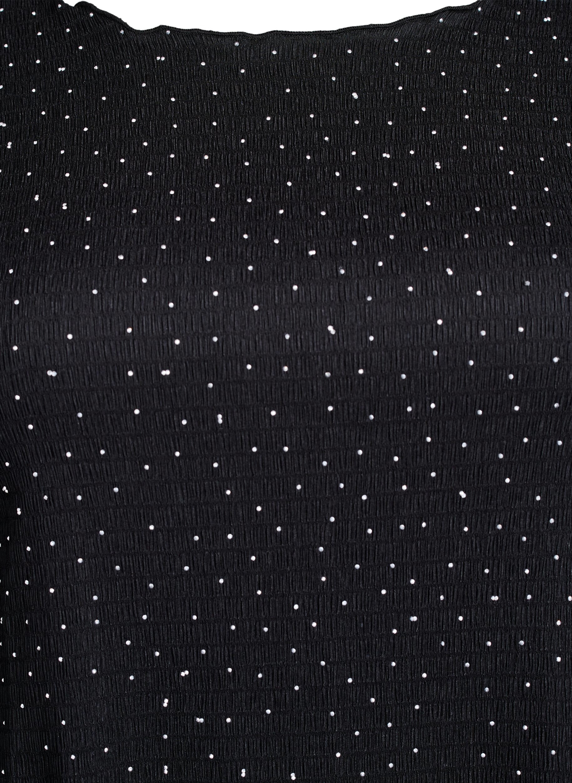 Zizzifashion Dress with rhinestones and scalloped edges, Black, Packshot image number 2