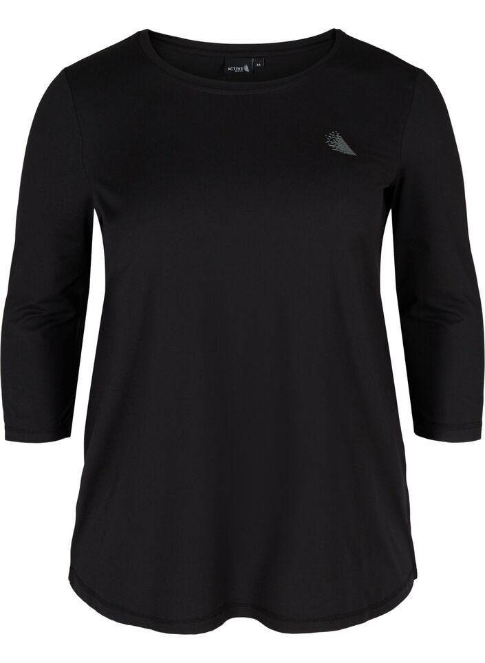 Sports top with 3/4 sleeves, Black, Packshot image number 0