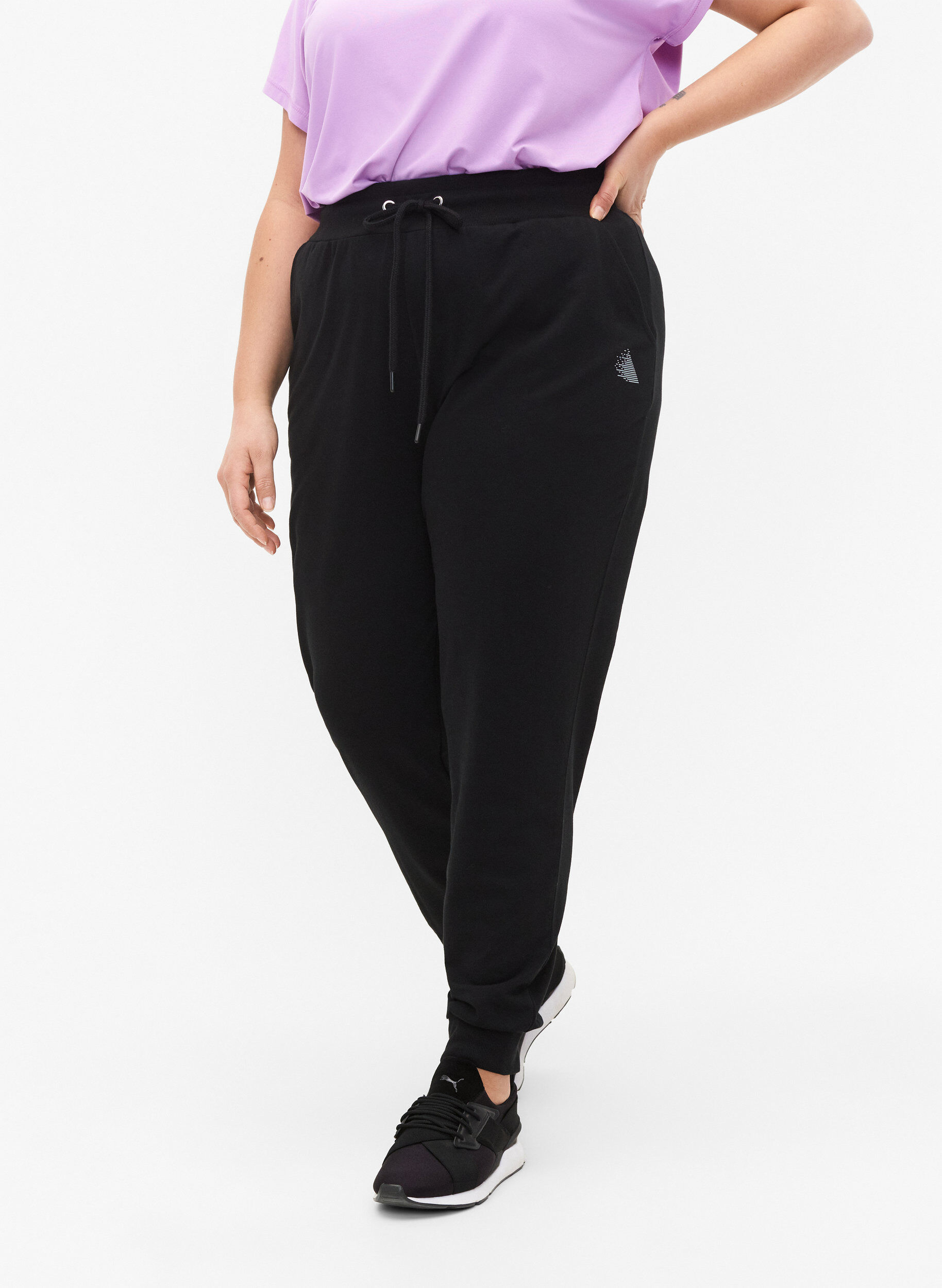 Zizzifashion Loose workout trousers with pockets, Black, Model image number 3