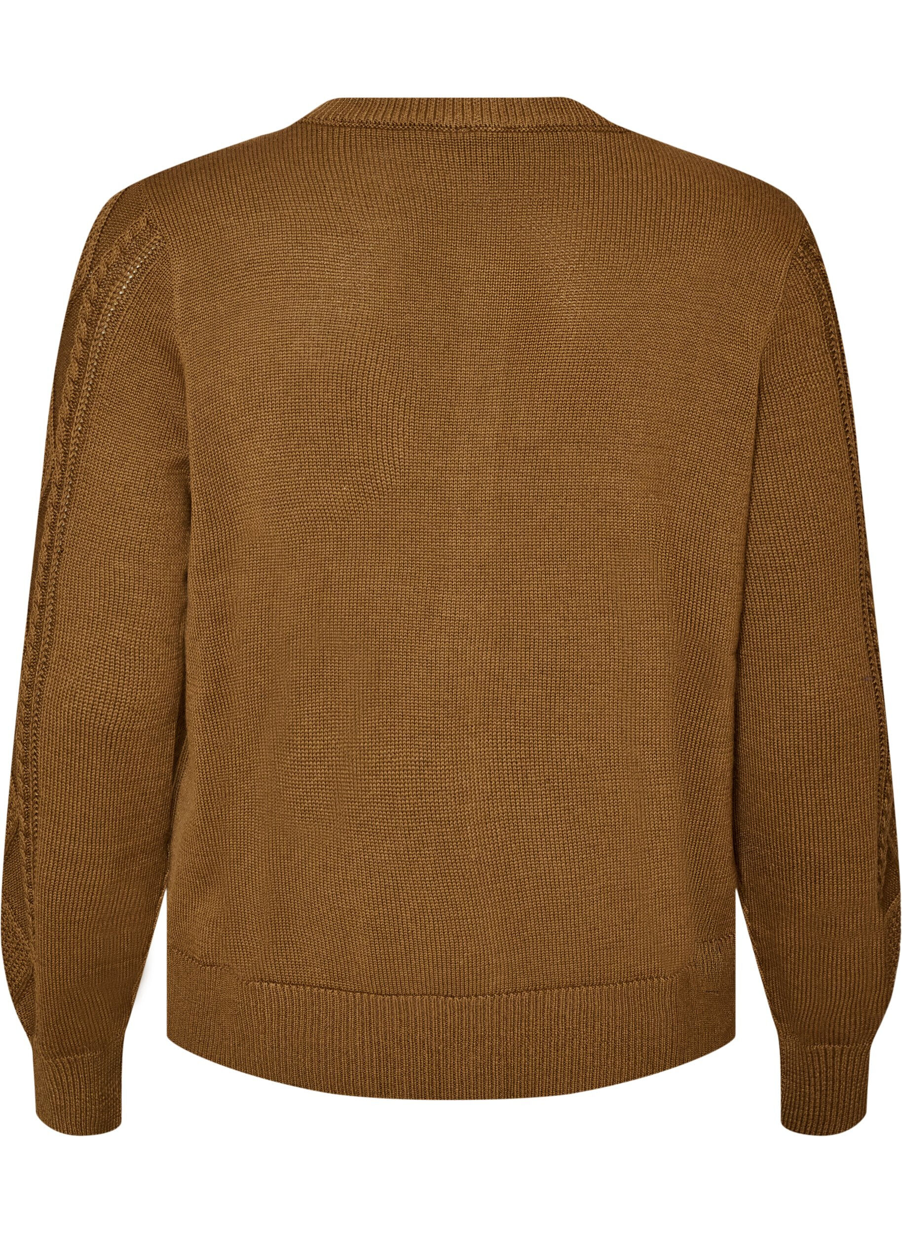 ZizzifashionCable-knit cardigan with decorative buttons, Brown, Packshot image number 1