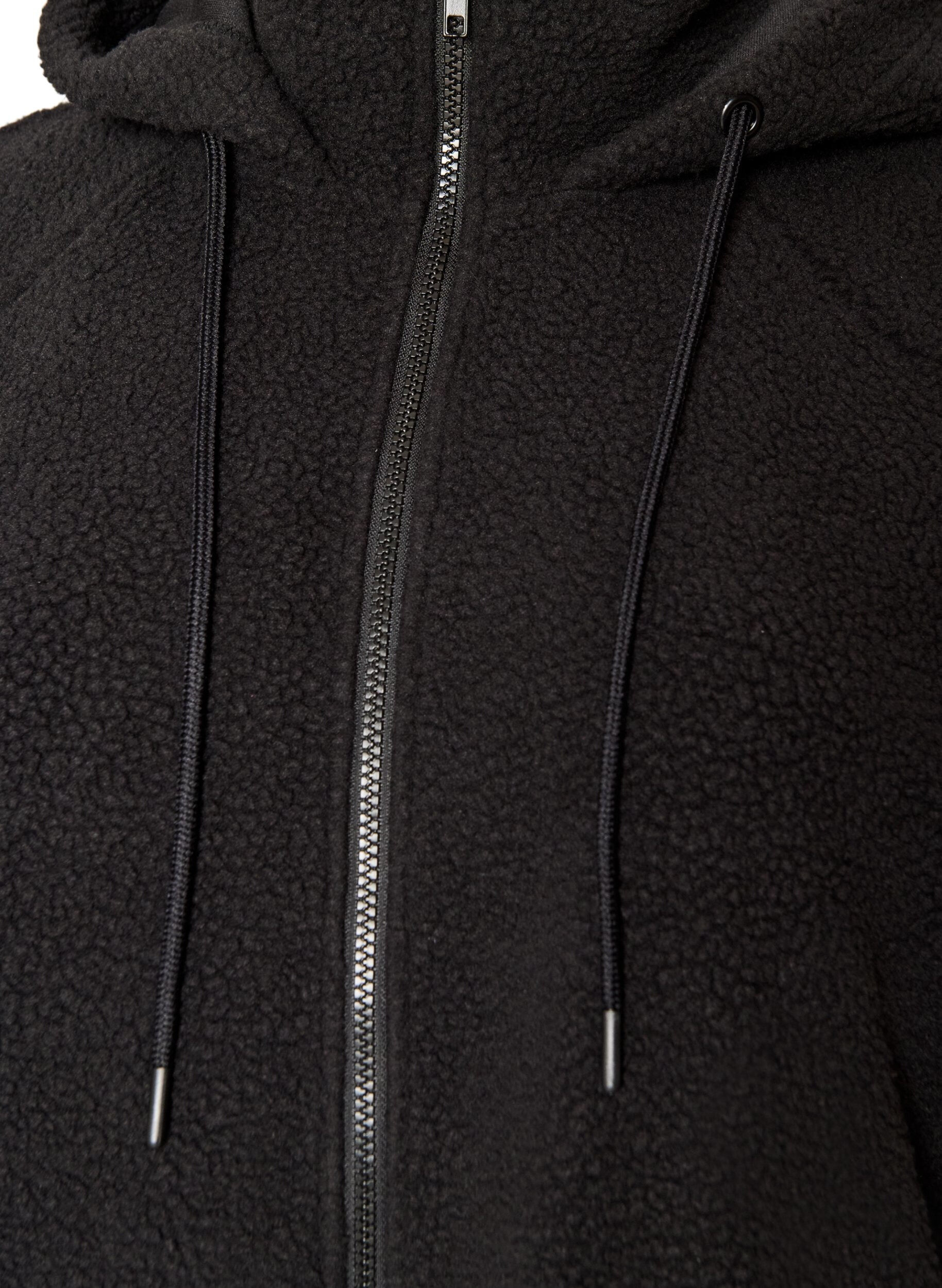 ZizzifashionTeddy jacket with a hood and zipper, Black, Packshot image number 2