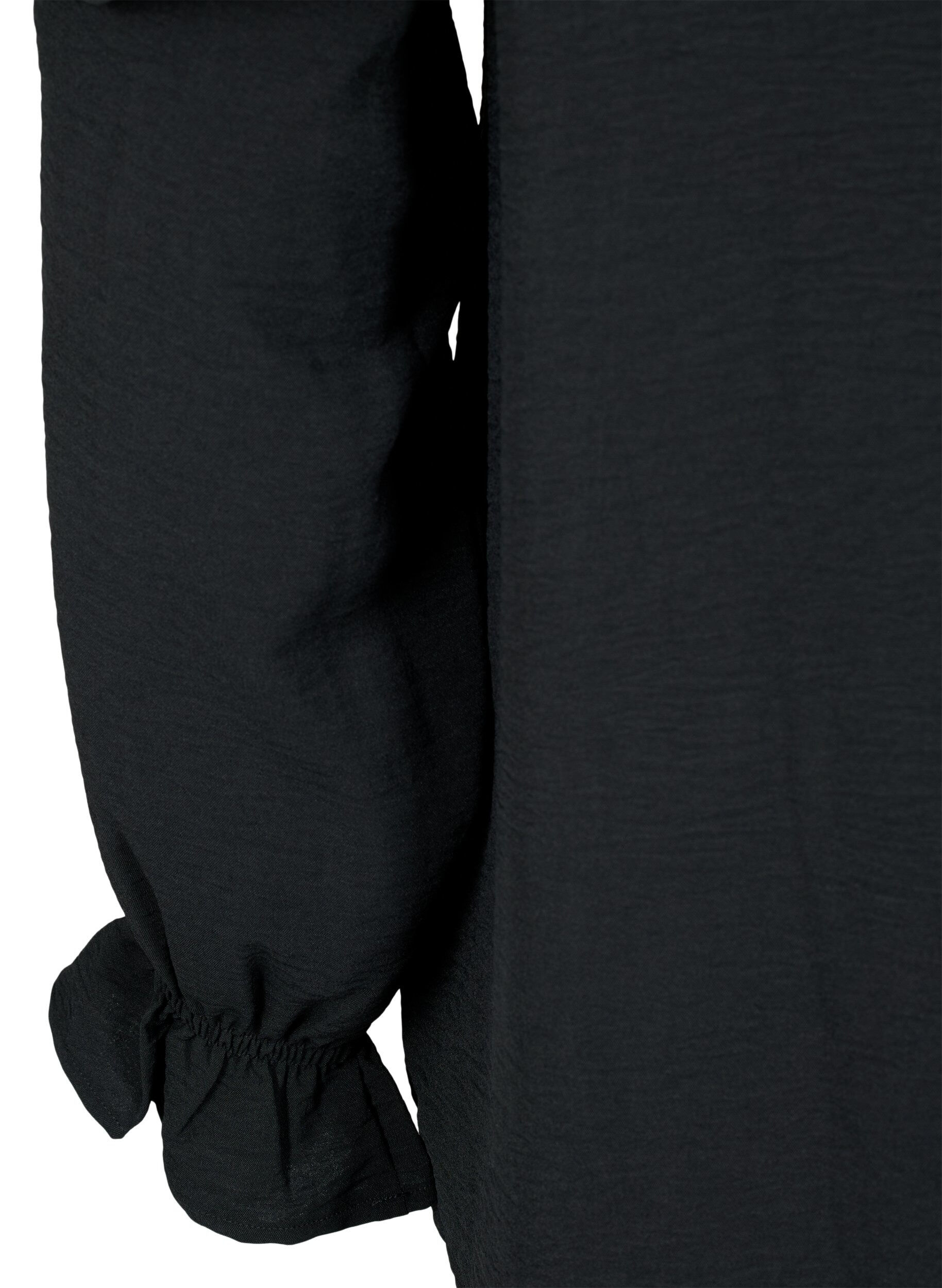 Zizzifashion Blouse with ruffles and buttons, Black, Packshot image number 3