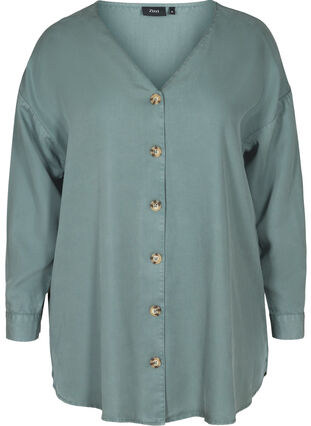 V-neck lyocell shirt, Balsam Green, Packshot image number 0