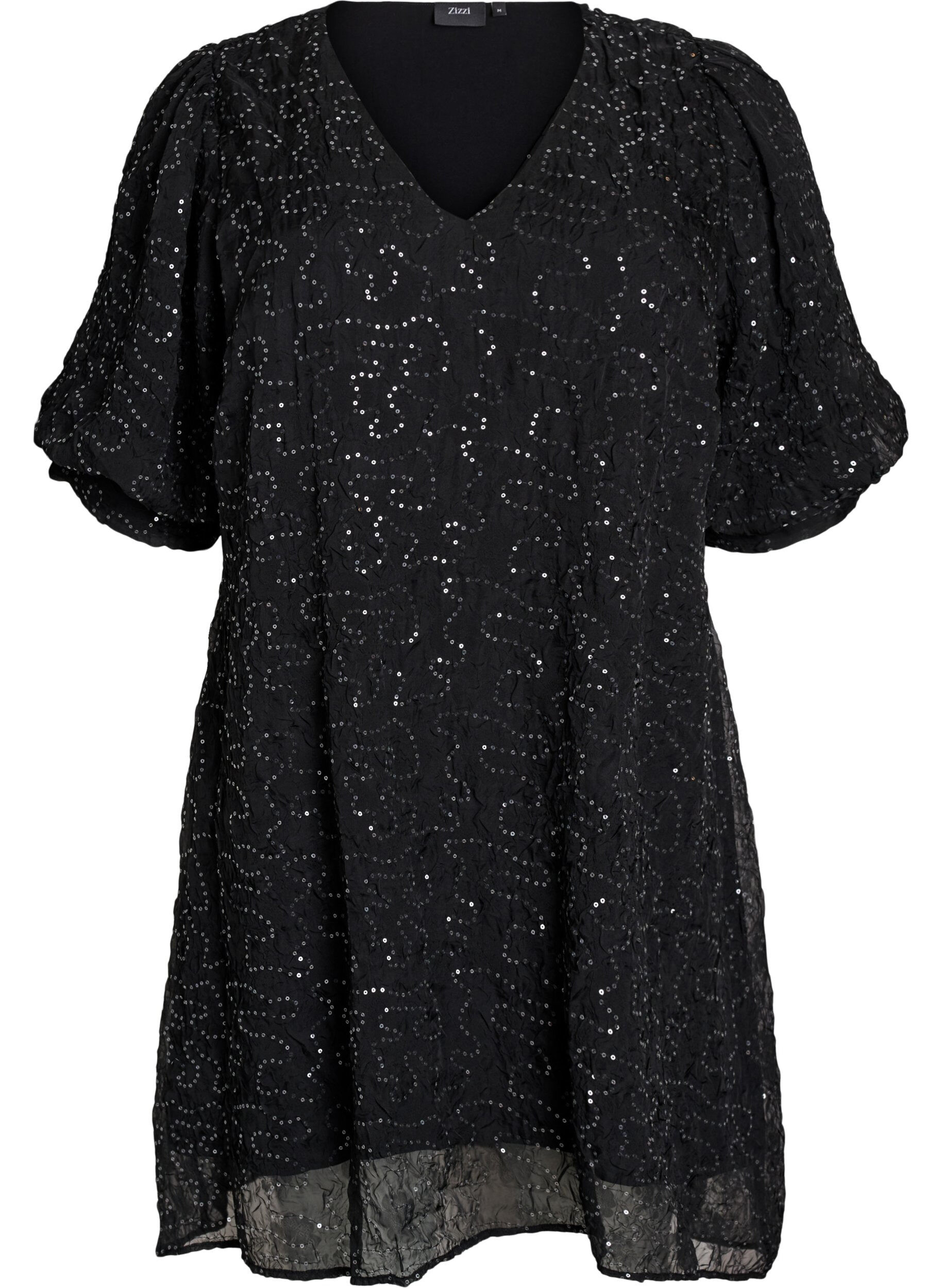 Zizzifashion Short party dress with sequins, Black, Packshot image number 0