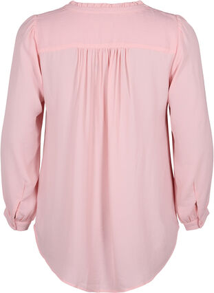 Long-sleeved blouse with v-neck, Strawberry Cream, Packshot image number 1