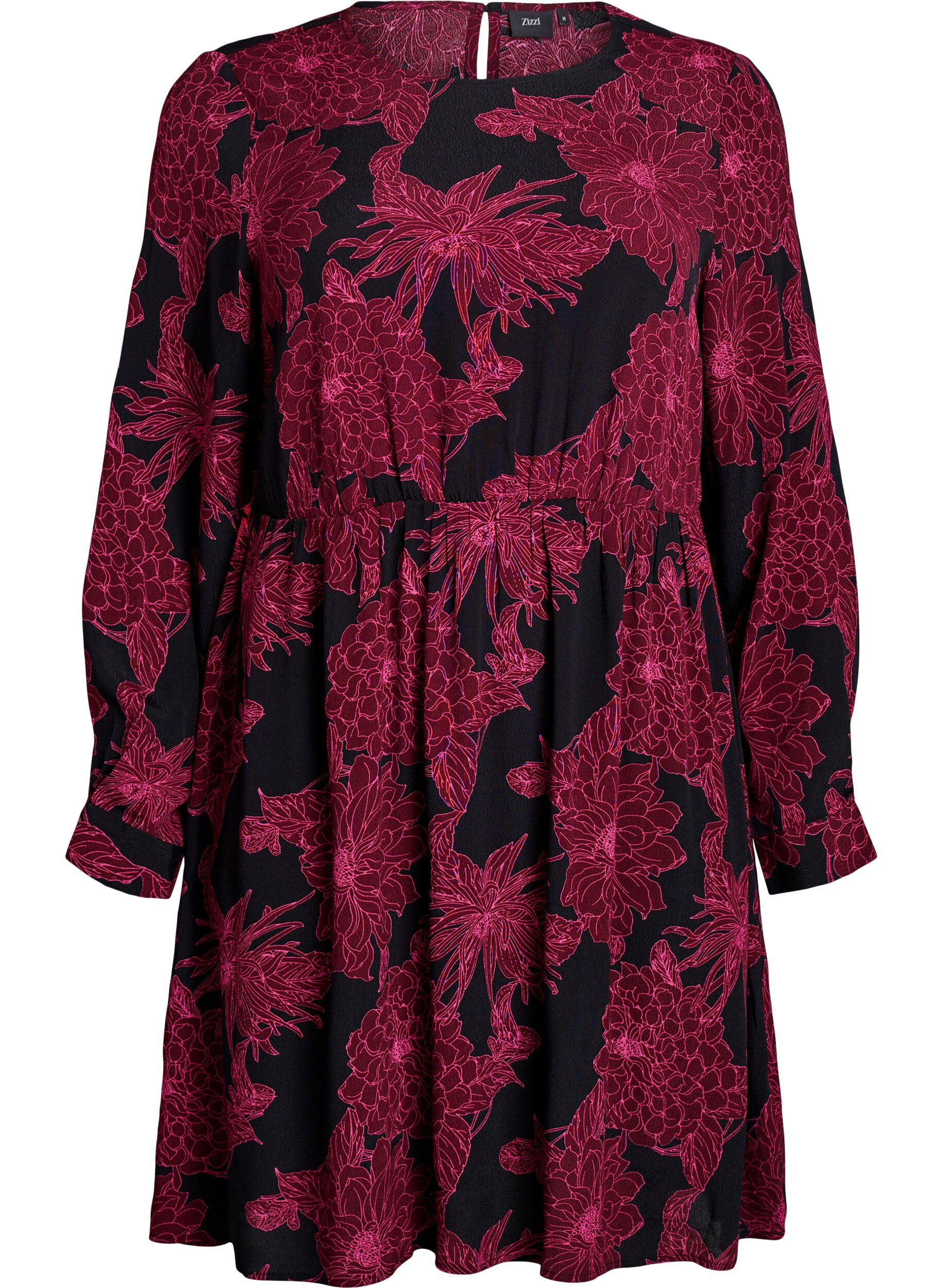 Viscose dress with print and long sleeves