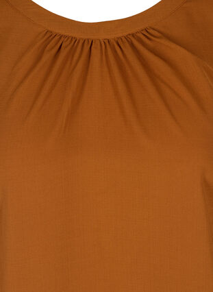 Long-sleeved blouse with a round neck, Argan Oil, Packshot image number 2