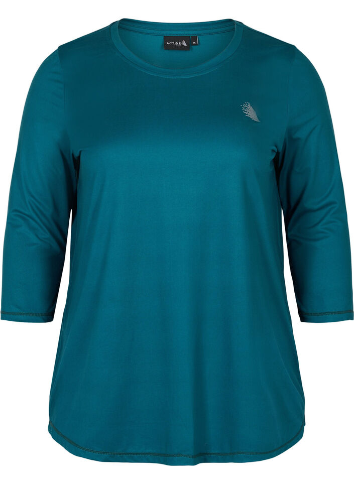 Sports top with 3/4 sleeves, Green, Packshot image number 0