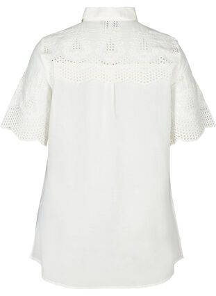 Short-sleeved tunic with broderie anglaise, Bright White, Packshot image number 1