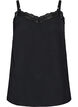 Cami top with a V-neck and lace trim, Black, Packshot image number 0