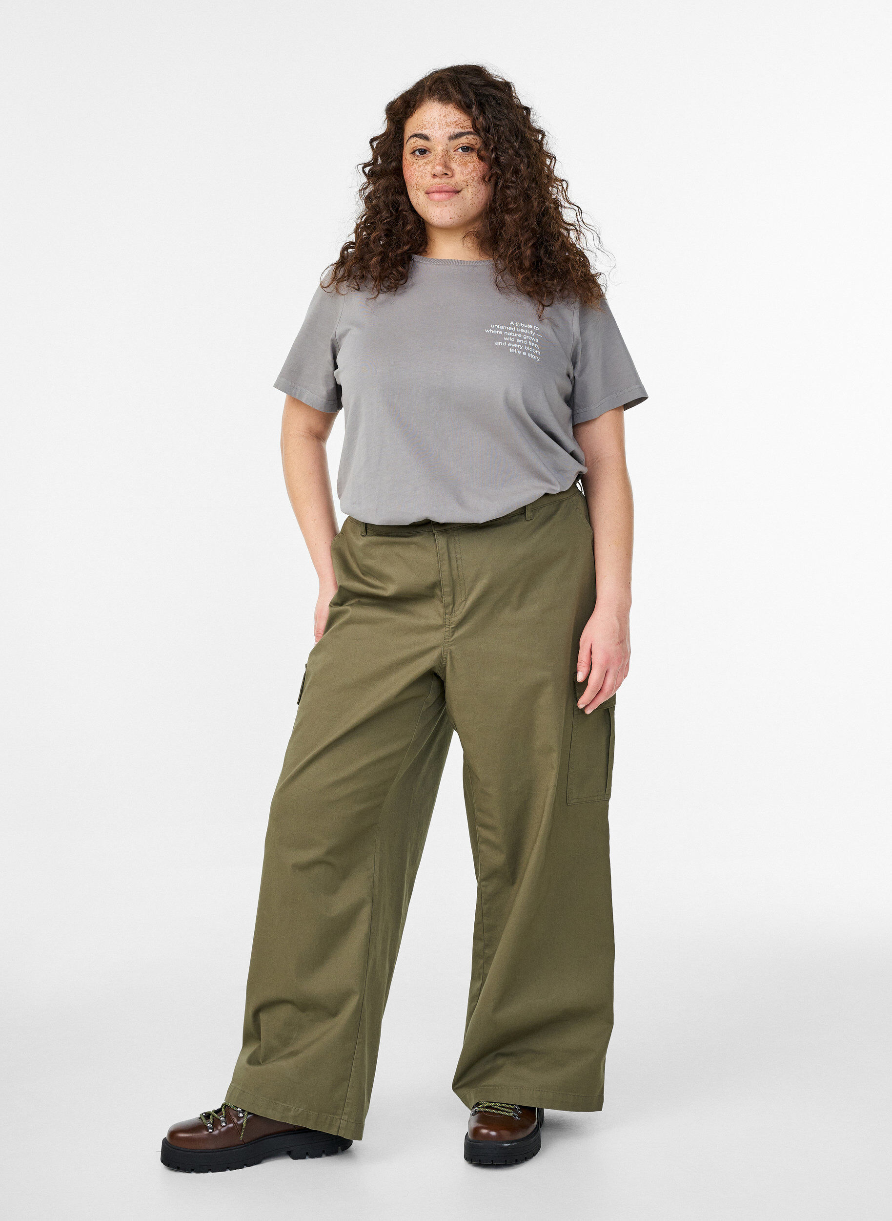 Zizzifashion Cotton T-shirt with front and back print, 9990, Model image number 1