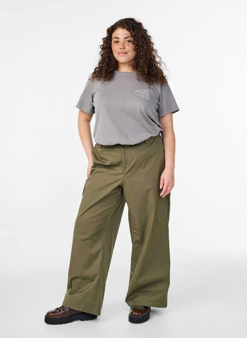 Cotton T-shirt with front and back print, 9990, Model image number 1