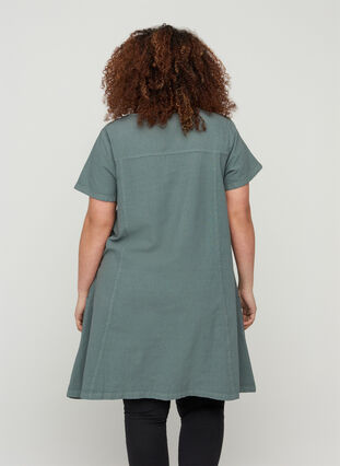 Short-sleeved cotton dress, Balsam Green, Model image number 1