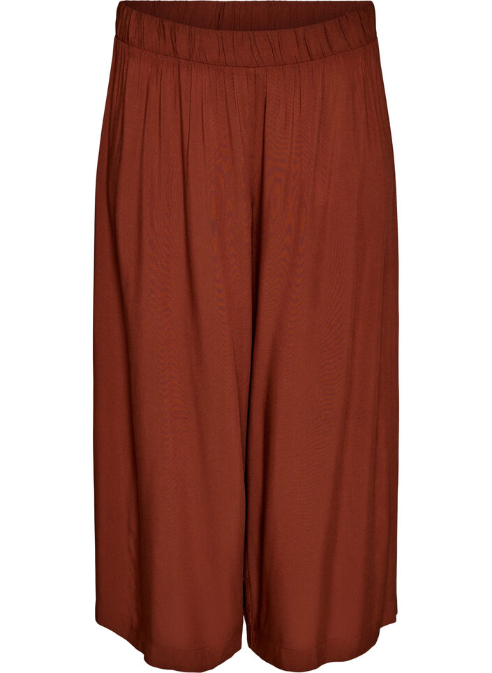 Culottes in viscose with a high waist and wide legs, Red, Packshot image number 0