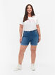 High waisted denim shorts with slim fit, Medium Blue Denim, Model image number 3