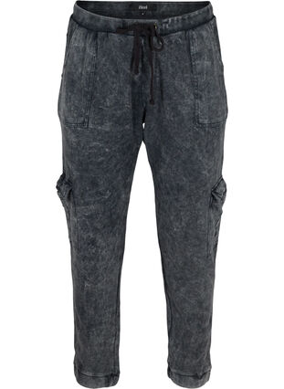 Acid wash trousers in a cotton blend, Grey acid washed, Packshot image number 0