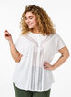 Viscose blouse with lace trim, Bright White, Model image number 0
