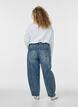 Barrel fit jeans with a distressed wash, Blue, Model image number 1