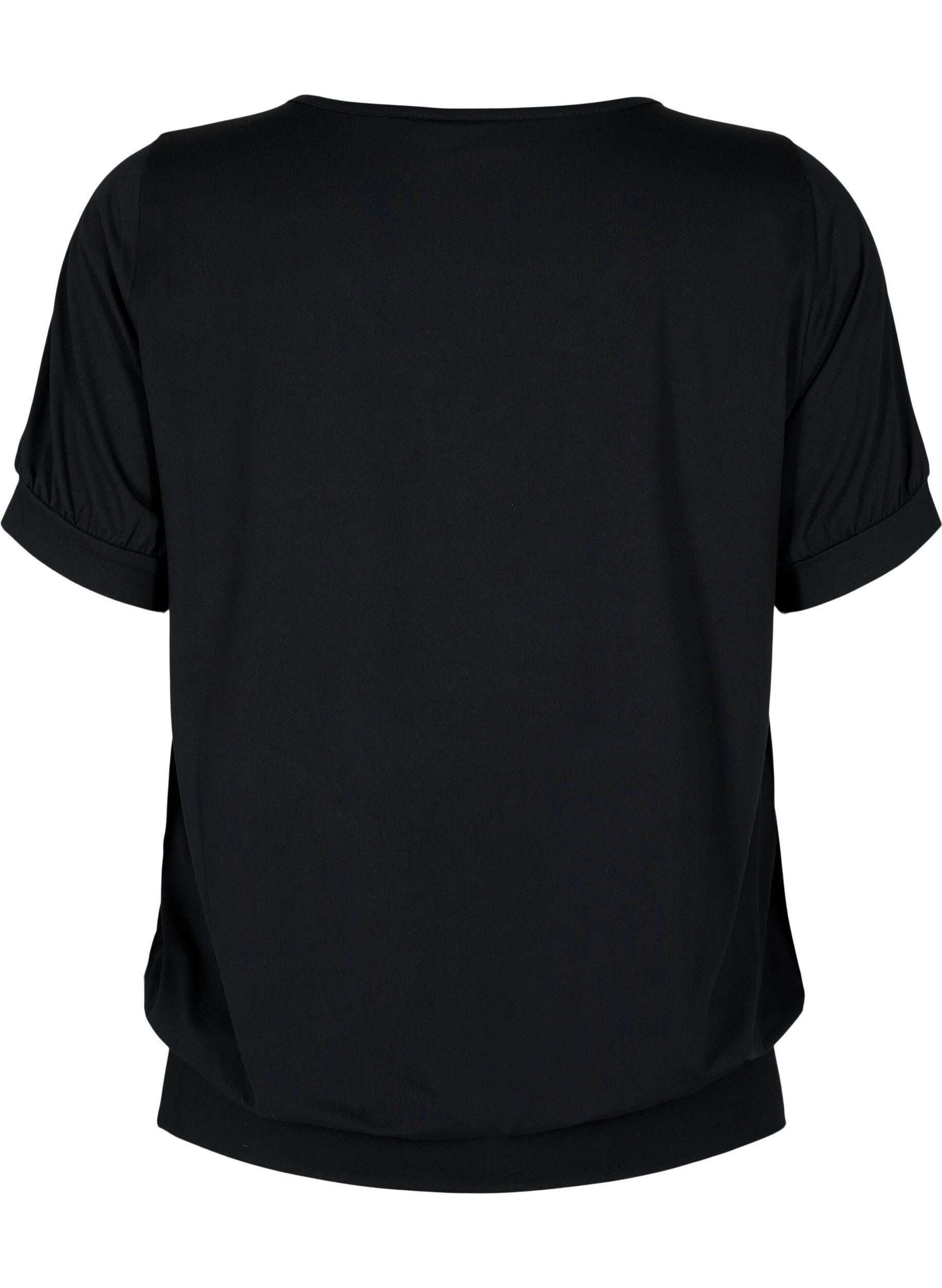 Zizzifashion Plain workout t-shirt with v-neck, Black, Packshot image number 1
