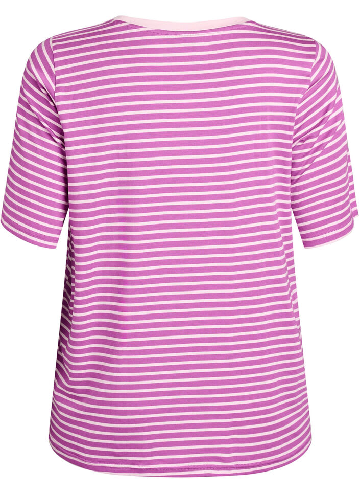 T-shirt with TENCEL&trade; Lyocell and stripes, Purple, Packshot image number 1