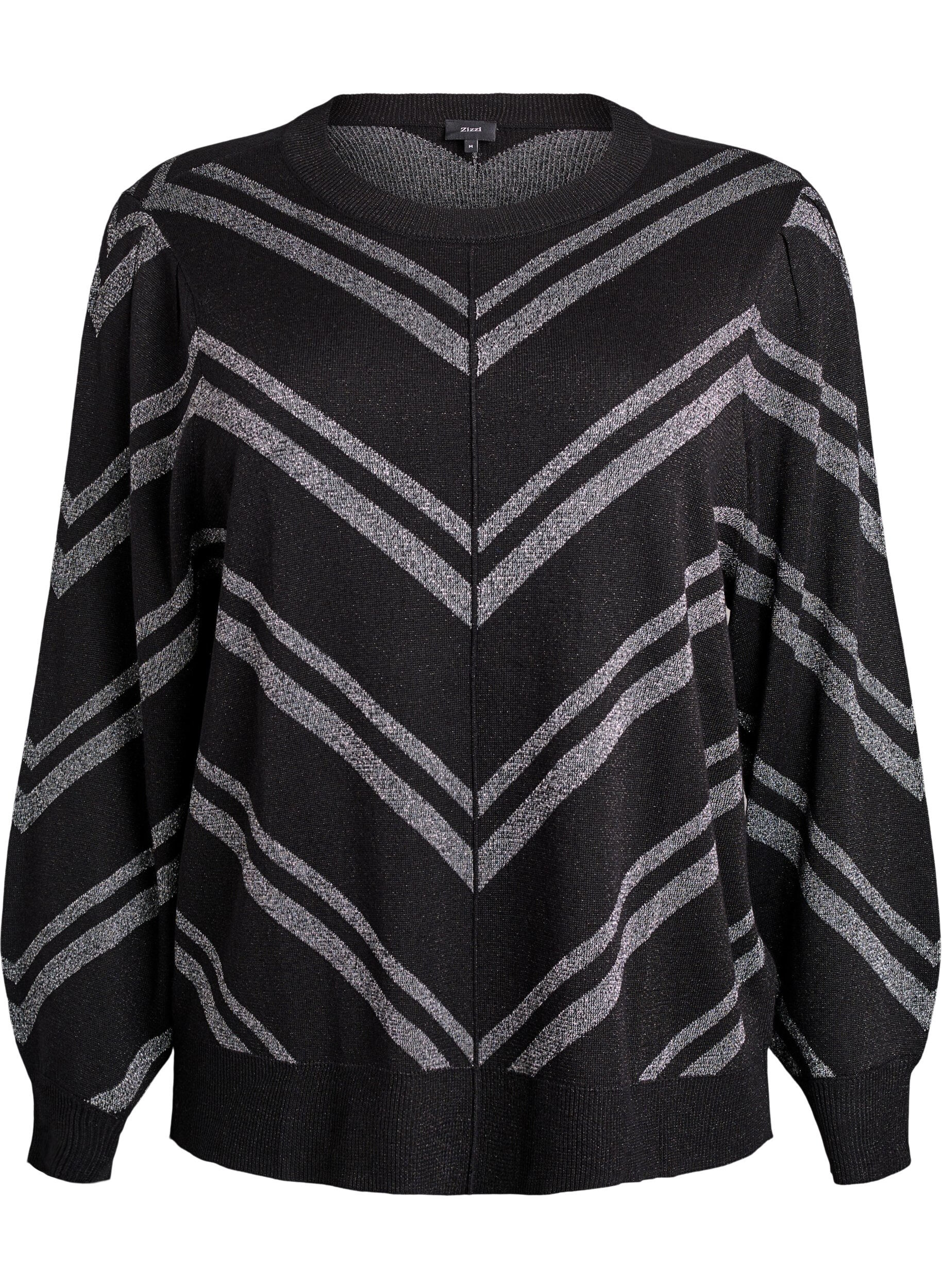 Patterned knit blouse with glitter effect